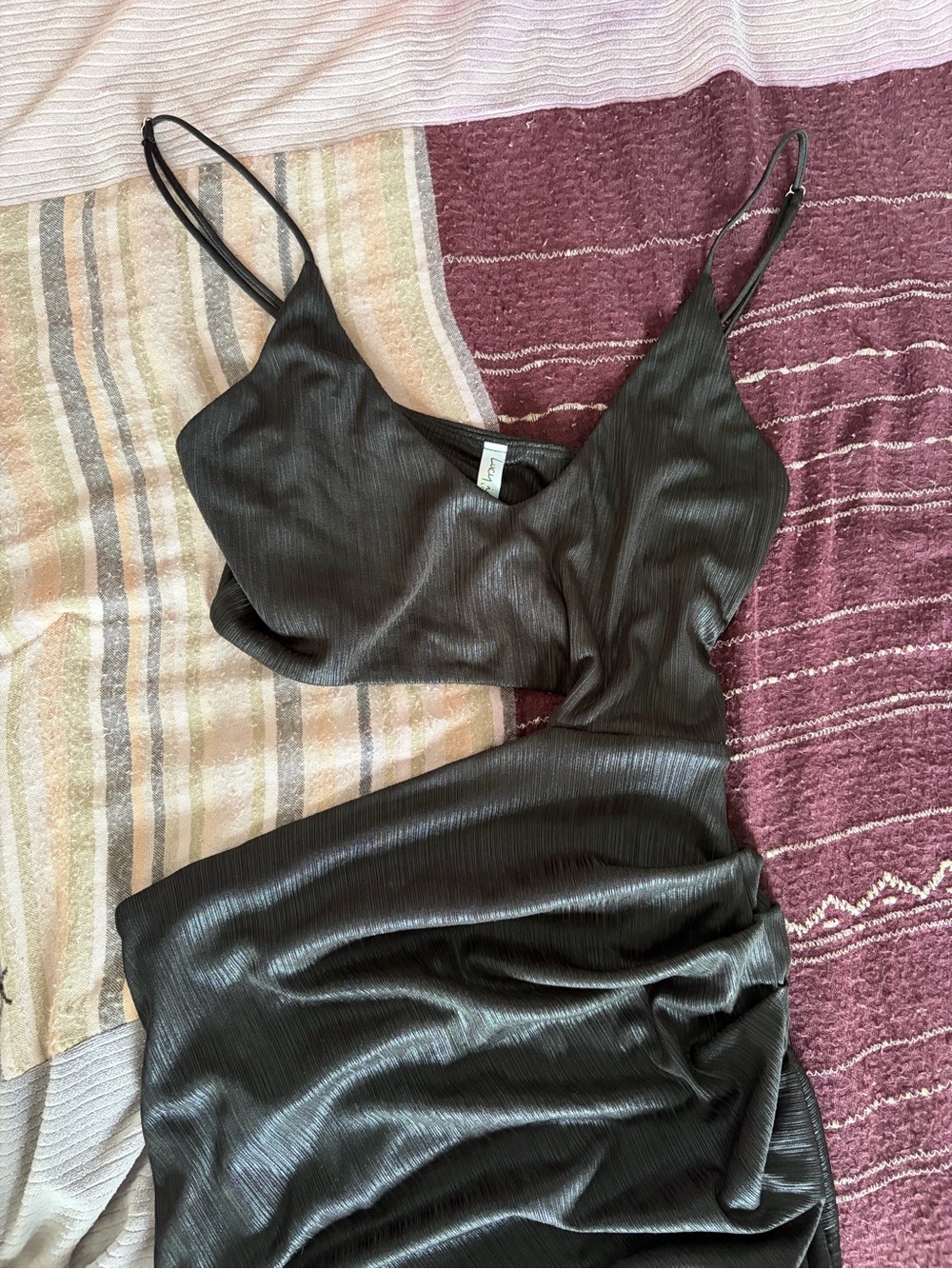 Lucy in the Sky Black Satin Spaghetti Strap Camisole